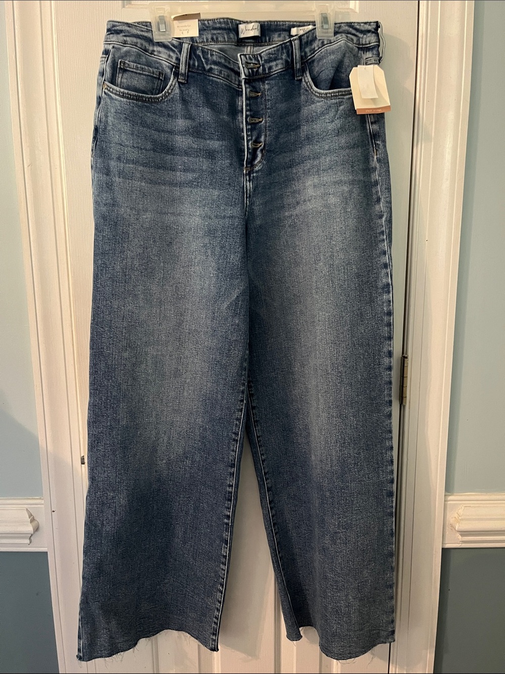 Wonderly High-Rise Wide-Leg Button-Fly Jeans — Medium Blue Wash